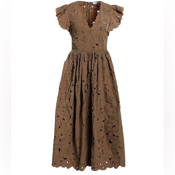 NEW Red Valentino Butterfly Embroidered Midi Dress - Picture 1 of 11
